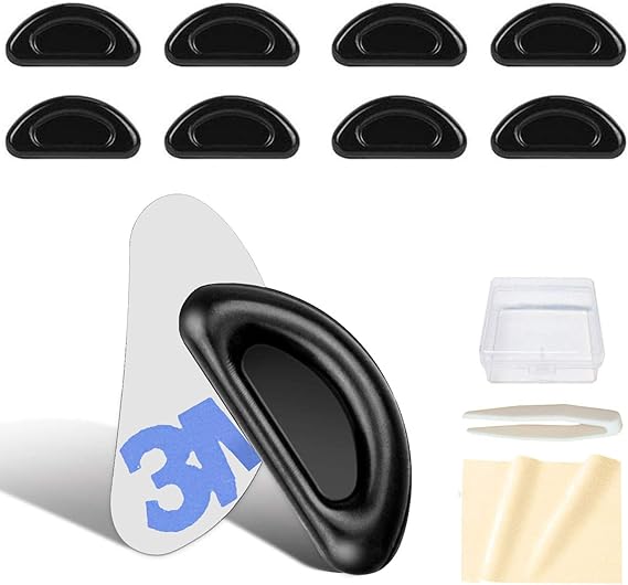 Amazon Vsuring 鼻パッド シール 柔らかい エアシリコン 厚み2mm 10個セット ずれ落ち防止 メガネ用 鼻あて 交換 ロック メガネ跡防止 眼鏡鼻パッド 鼻盛りまめパッド ピンセット 収納ケース クロス付 黒 眼鏡小物 通販