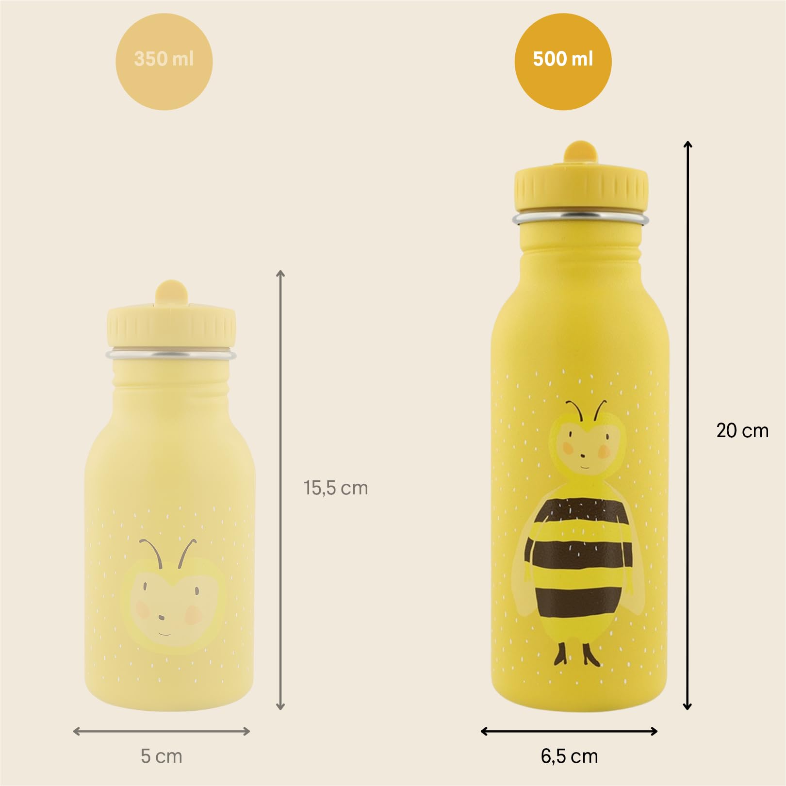 Trixie Baby Trixie – Borraccia per bambini in acciaio inossidabile, 500 ml – Mrs. Bumblebee (Bumblebee)