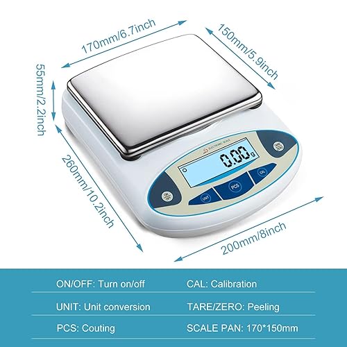 Miniatura 2 de Báscula de laboratorio de 176.37 oz x 0.00 oz de precisión Balanza analítica electrónica de laboratorio Báscula de precisión de laboratorio Balanza