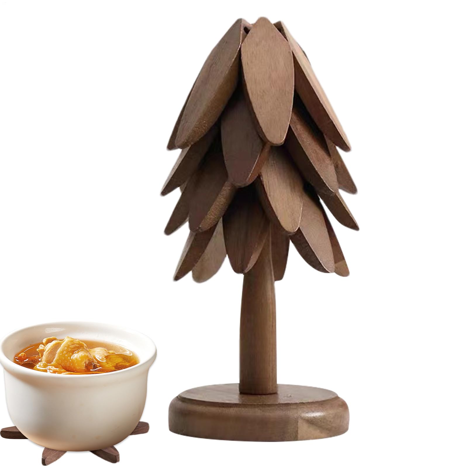 Sous-verres en bois arbre artisanaux et tapis de cuisine isolants pour table élégante