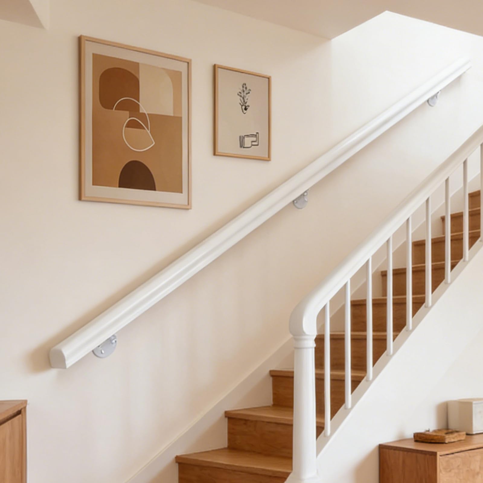 Fpigshs C 30-600Cm Wooden Handrail With Brackets, Non-Slip Stair Railings Support Rod, Against The Wall Elderly And Hildren's Loft Grab Bar Kit For Indoor Hospital Home (, 180Cm)