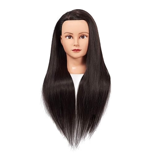 Miniatura 2 de Training Head - Cabeza de maniquí de 26-28 pulgadas con cabello de fibra sintética modelo de entrenamiento para peluquería y cosmetología pinza