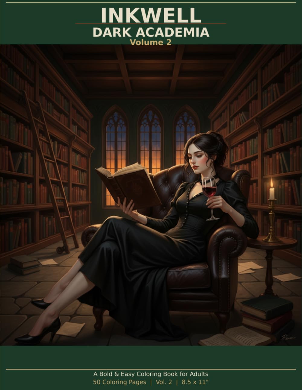 Inkwell: Dark Academia, Volume 2: A Bold & Easy Dark Academia Coloring Book for Adults