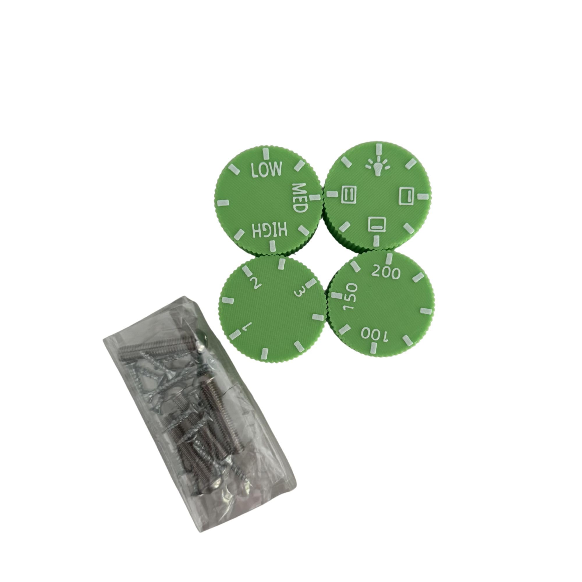 DIY Mud Play Kitchen Cooker Rings and Dials Set, Black Hob Accessories, 4 Pack (Green, 2Dials and 2Hobs)