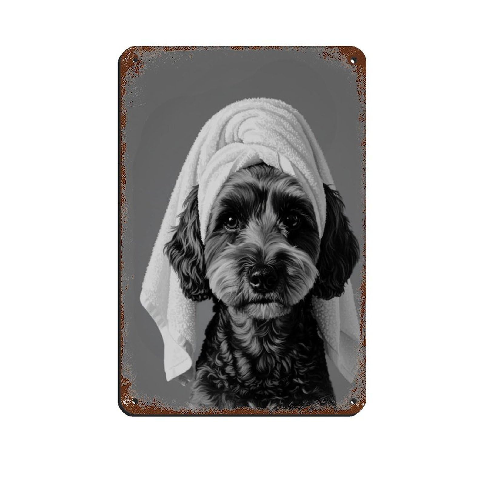 Bathroom Spa Art, Schnoodle Dog Décor Art Retro Poster Metal Tin Sign Chic Art Retro Iron Painting Bar People Cave Cafe Family Garage Poster Wall Decoration 8x12inch(20x30cm)