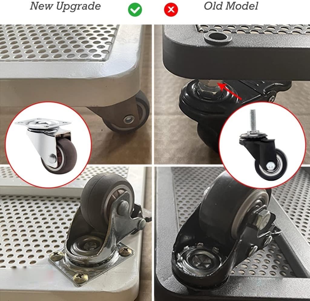 Heavy Duty Rolling Plant Stand with Lockable Wheels, Square Metal Planter Caddy on TPR Rubber Casters, 360lb Capacity Flower Pot Mover for Indoor Outdoor (Color : Black, Size : 18")