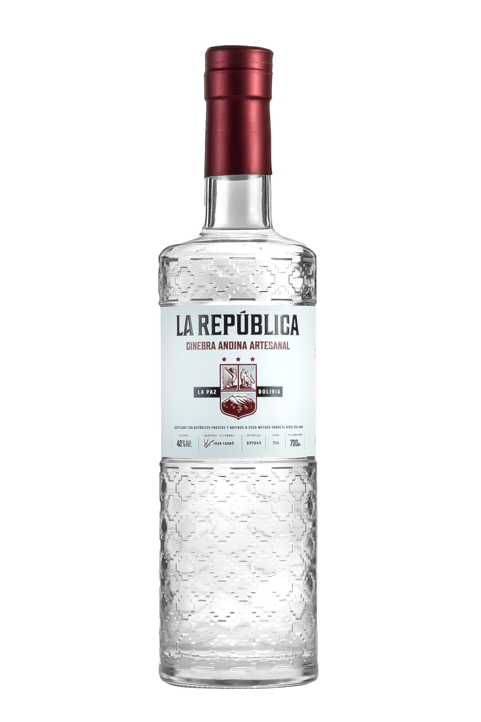 LA REPÚBLICA GIN ANDINA - Premium London Dry Gin aus Südamerika | Handcrafted mit exotischen Anden-Botanicals | 42 % Vol. | 0,7 l Flasche