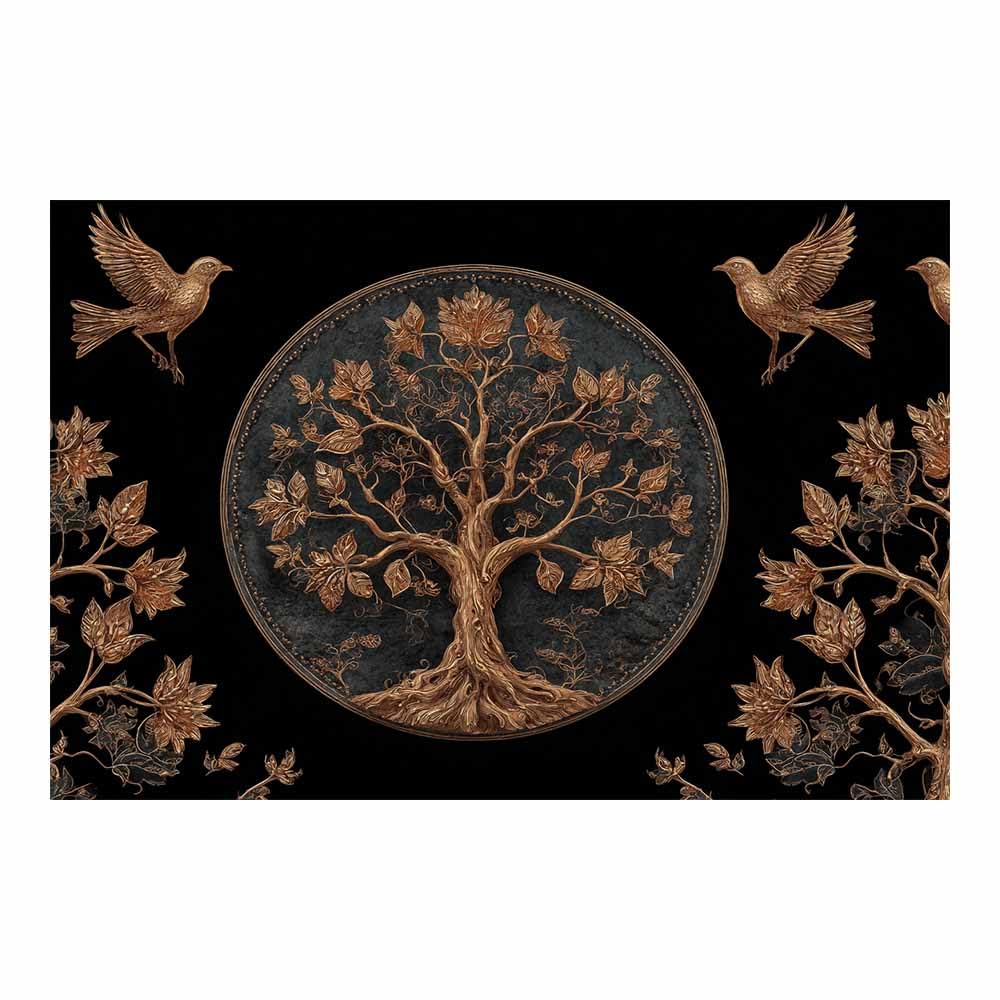 ZAMAEIU Tree of life wall decor Gilded-branch Tree On Canvas Prints Poster Pictures for Living Room Bedroom Home Office Wall Decoration(brown)-60x90cm Unframed
