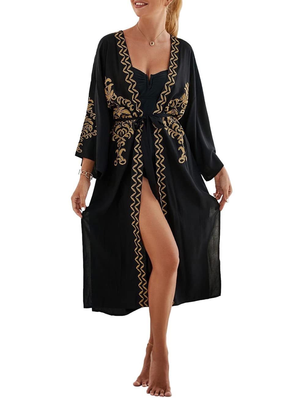 Bsubseach Damska bluzka szyfonowa/Rayon Beach Kimono Cardigan Long Bikini Cover Up