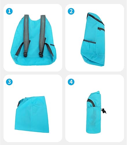 Miniatura 4 de Mochila de senderismo de 20 L, resistente al agua, ligera, plegable, pequeña mochila para viajes, camping, al aire libre, Todo negro, Mochila de