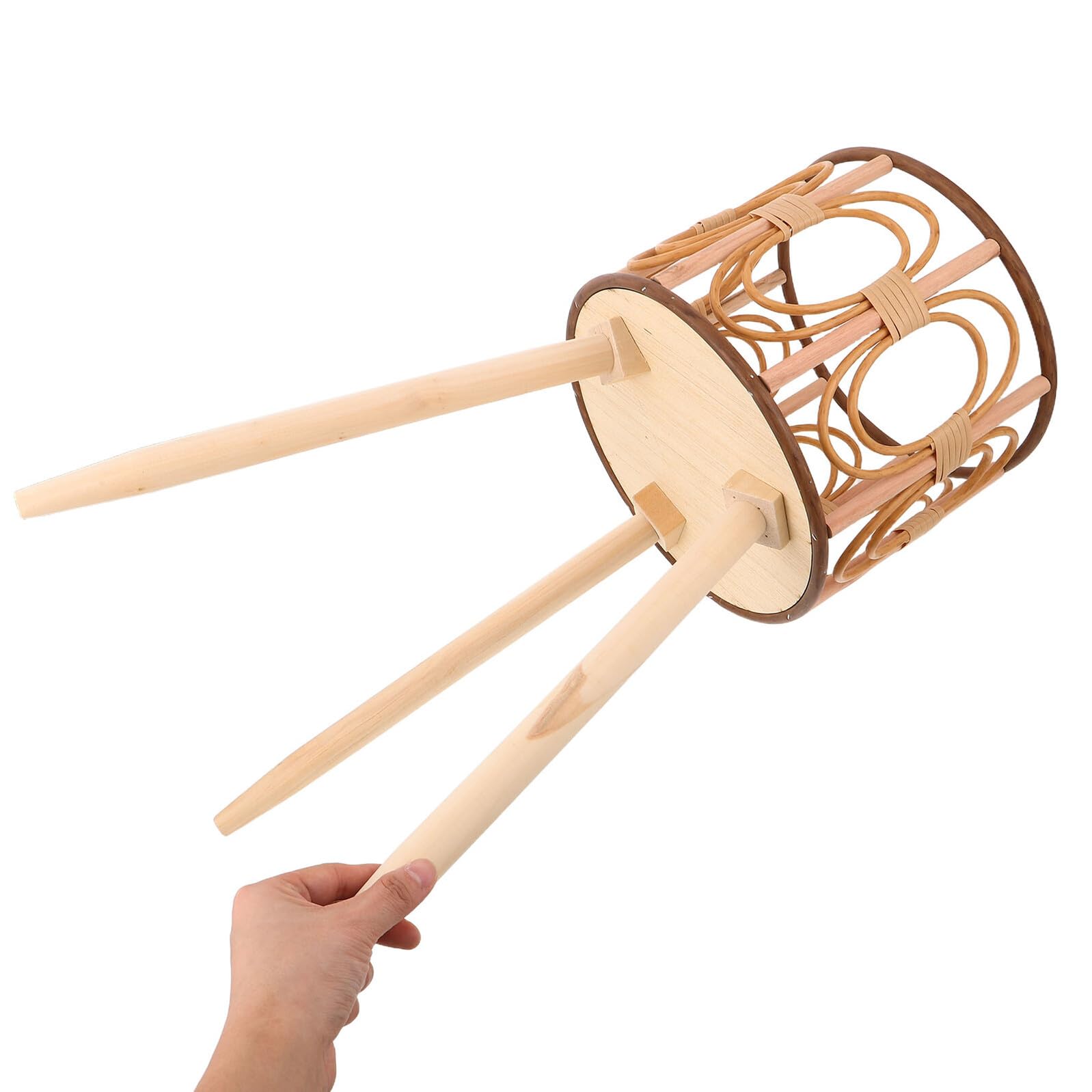 Gatuida Support Tressé pour Pot de Fleurs en Bois Naturel sur Pied, Panier Porte-Plantes Ajouré 25 Cm de Diamètre X 53 Cm de Hauteur, Support Stable pour Plantes D’intérieur et Balcon,