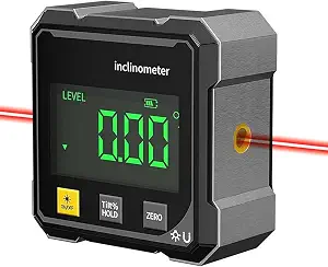 Digital Laser Angle Finder inclinometer, Protractor Tool, 4×90° High Accuracy, Large LED Display, Magnetic Base, USB Rechargeable, for Woodworking, Metalworking, Construction & DIY