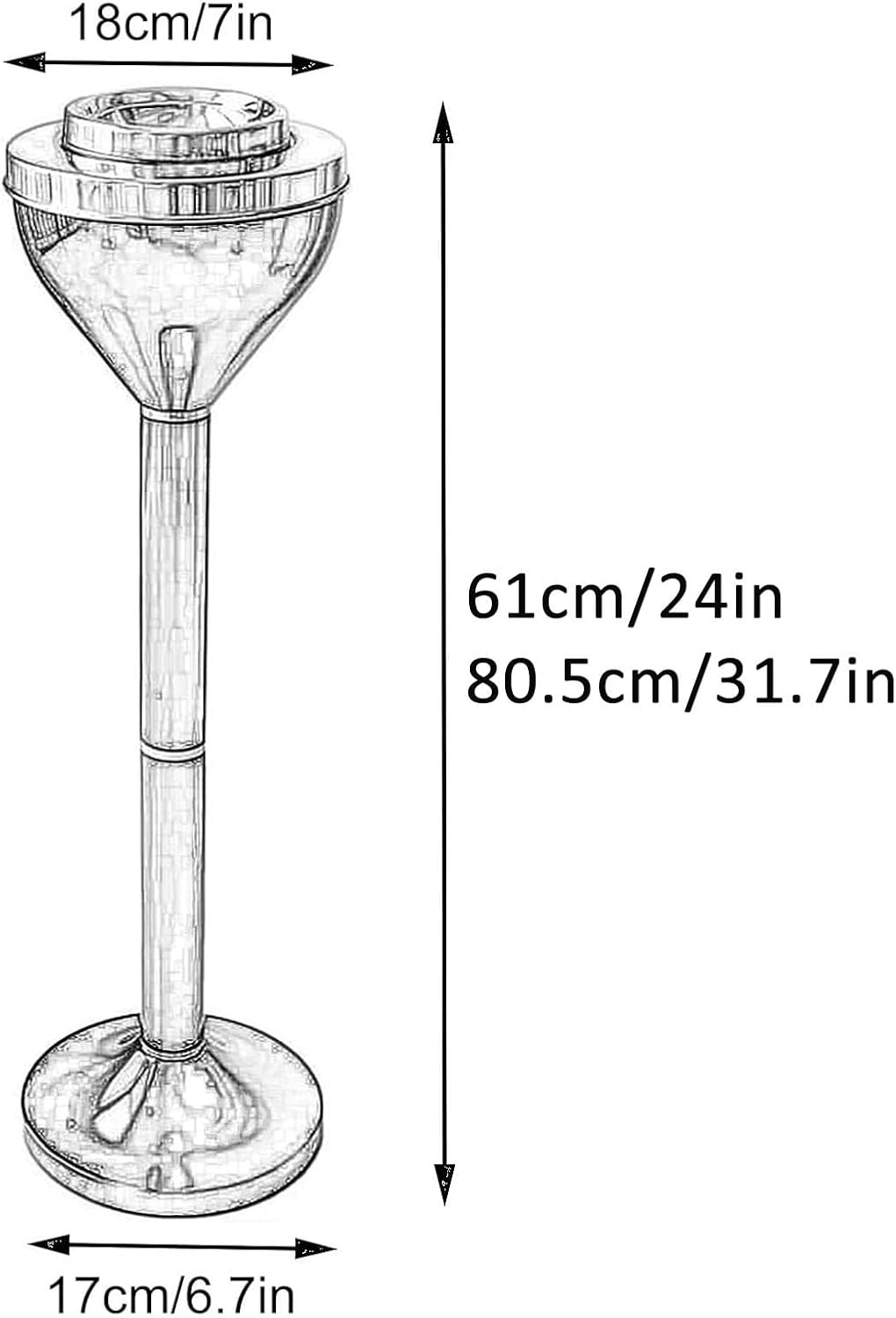 Outdoor Detachable Metal Standing Ashtray, Ash Tray for Cigarette Butt Receptacle Disposal, 2/3-Section Adjustable Floor Standing Cigarette Butt Container with Lid(Red,61cm/24in)