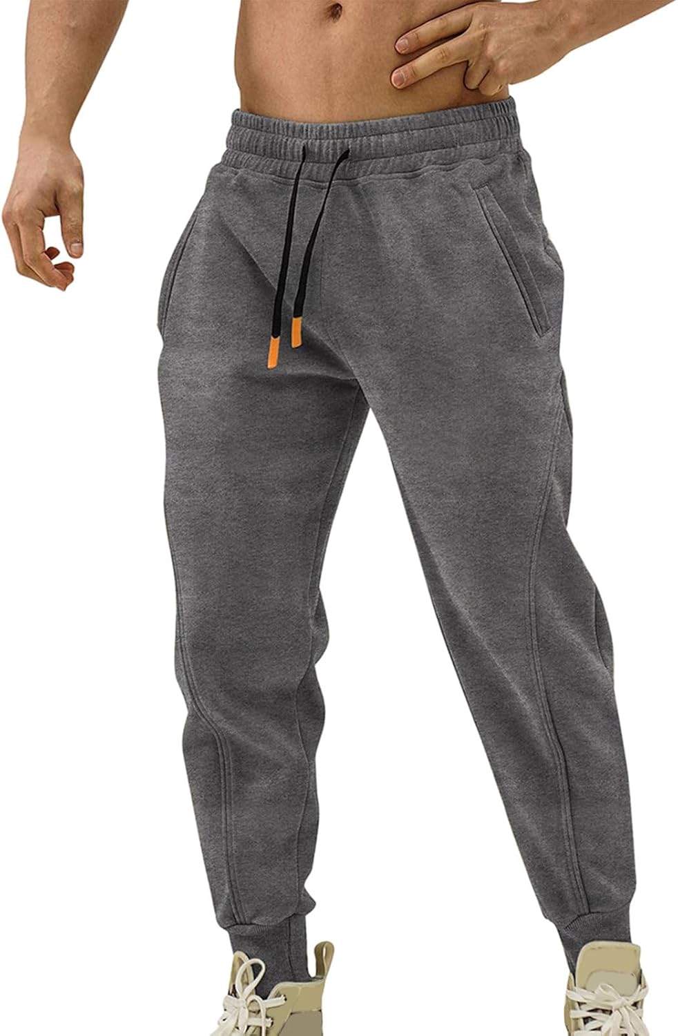WENKOMG1 Mens Casual Joggers, Athletic Lounge Pants Elastic Bottom Casual Jersey Sweatpants with Pockets, M-3XL