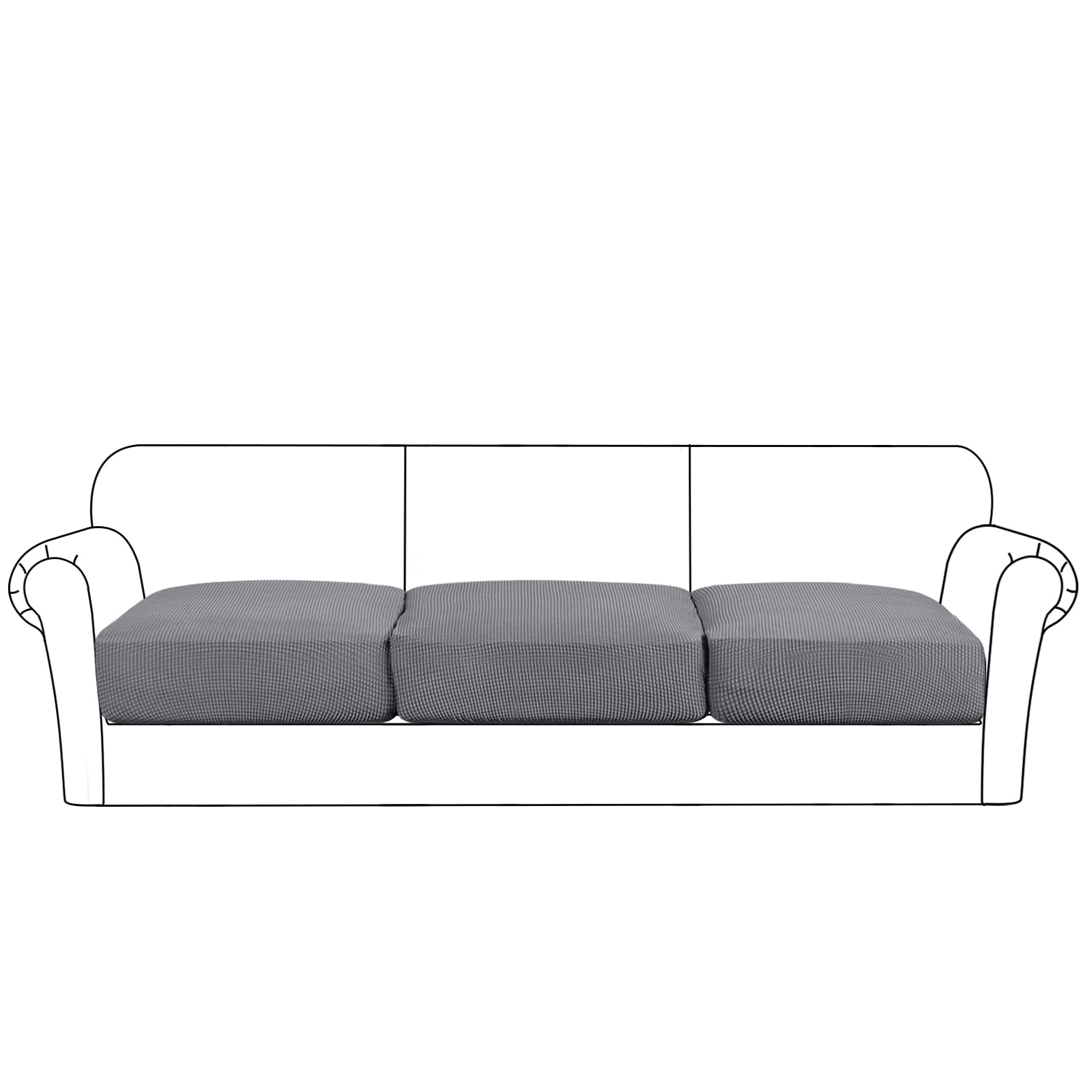 Flamingo P High Stretch Individual Seat Cushion Cover Sofa Cushion Furniture Protector Sofa Slipcover Sofa Cover Soft Flexibility with Elastic Bottom, 3 Seat Cushion Cover (XL), Charcoal Gray