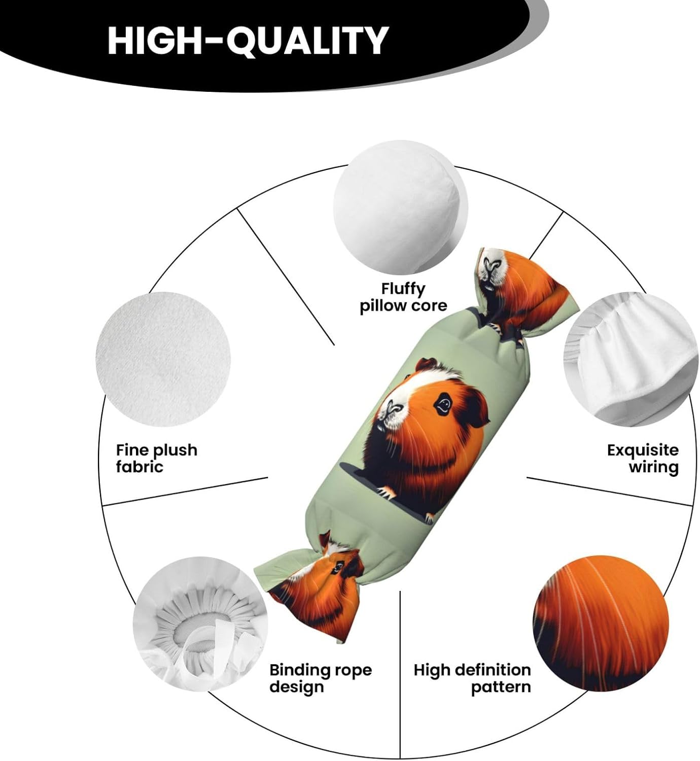 Guinea Pig Illustration Print Candy Cylindrical Comfortable Pillow Throw Pillows Home Decor Easy Maintenance