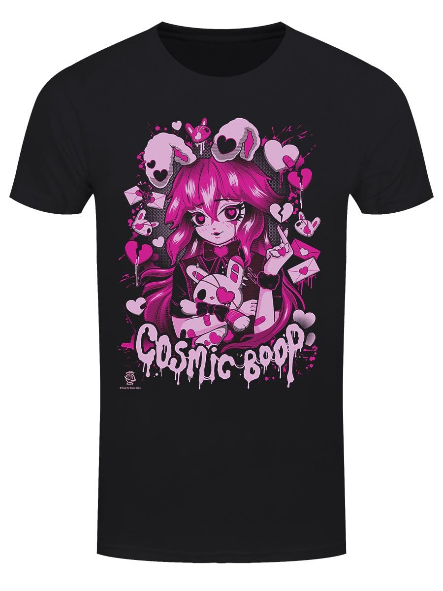 Grindstore Men's Black Cosmic Boop Love Letters T-Shirt