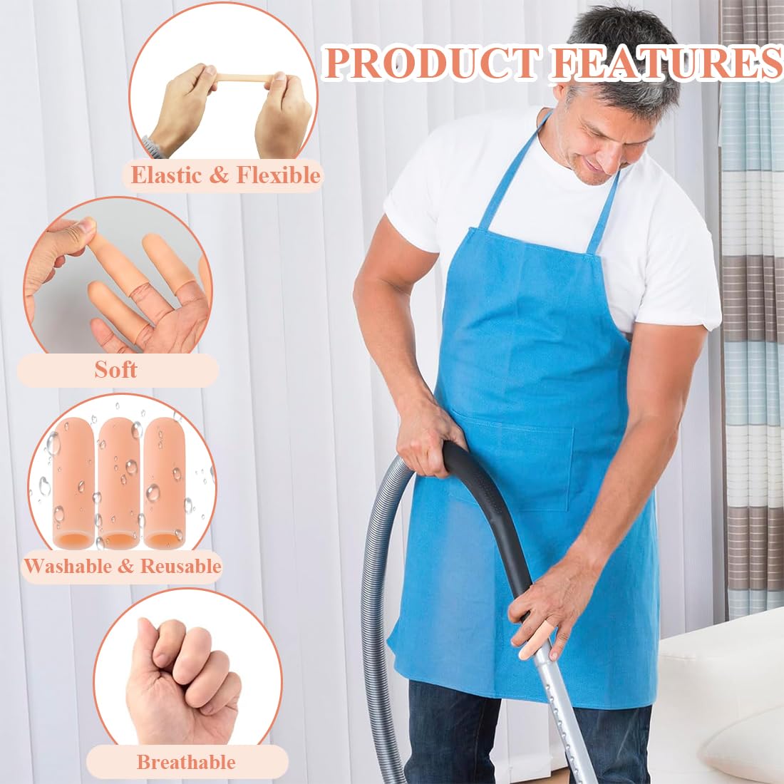 10 pcs Doigtiers de Gel en Silicone - Protège-Doigts pour Soulager l'Eczéma et les Fissures des Mains et Prévenir Les Blessures - Protection et Soutien des Doigts