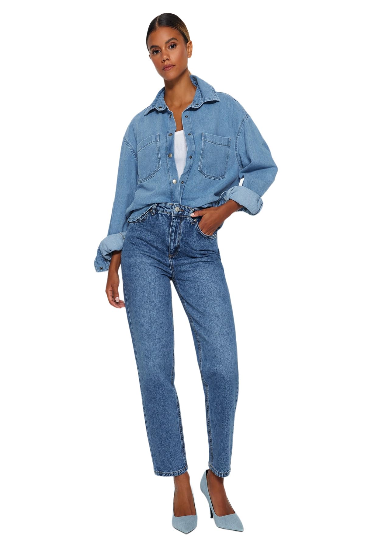 Trendyol Damen Gerade Mama Hohe Taille Jeans – Bild 2