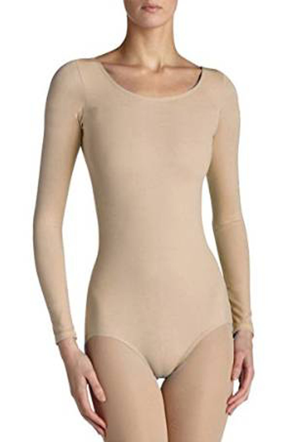 elegance1234 Ladies Roundneck Cotton Leotard/Bodysuit (UK 10 S(38), Tan)