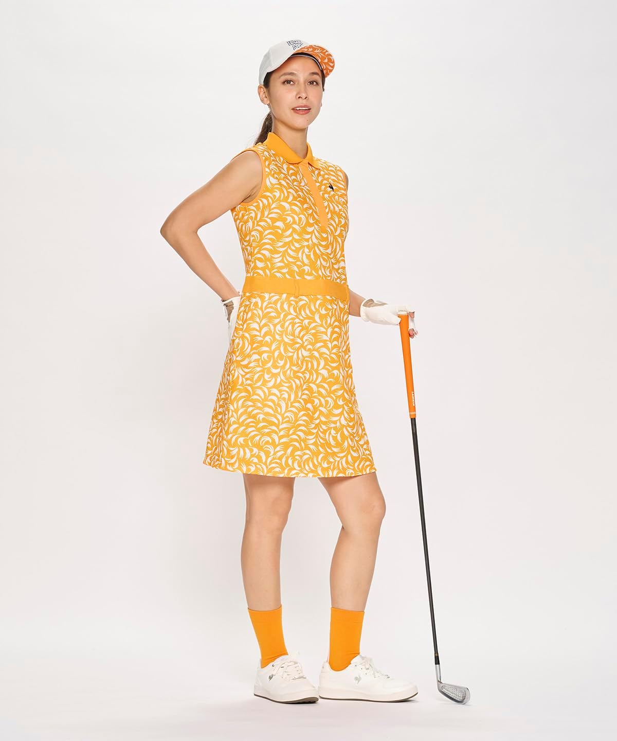 ルコックスポルティフ] ワンピース ノースリーブ シャツワンピ 総柄