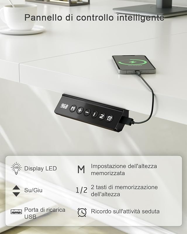 JUMMICO 120x60 bianca con memoria, USB e avviso pausa