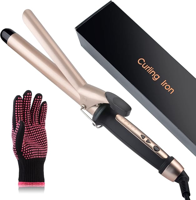 HanniBuy Curling Wands 25MM, Curling Irons with Ceramic Coating for Long Short Thick Fine, Professional Hair Curler with Glove 120 ~ 210 Adjustable