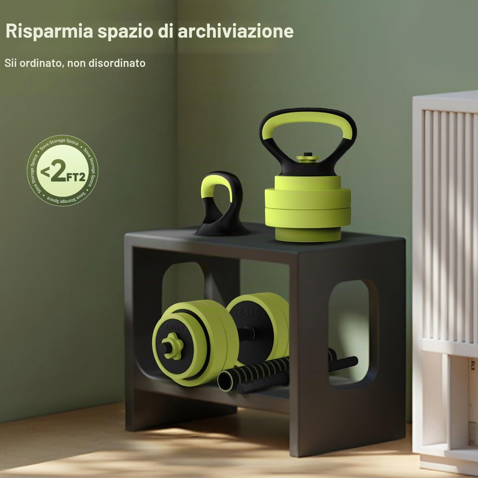 PASYOU Manubri Regolabili 5 in 1 Set, Include Manubri, Bilancieri, Kettlebell, Flessioni per Pesi Palestra Set Manubri per Fitness a Casa