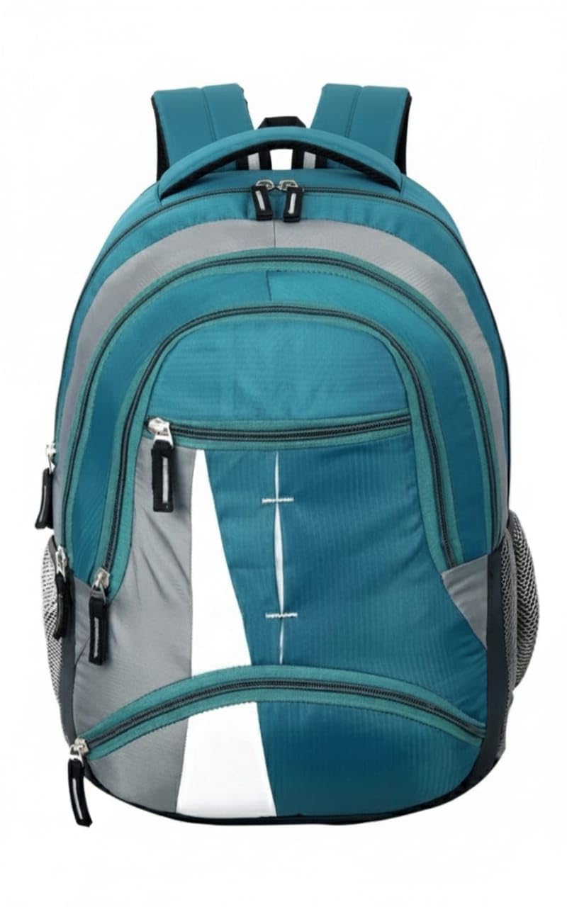 Multi-Compartment Laptop Backpack, Grey and Black, Polyester, Large, Waterproof With Padded Straps, Formal, 8 Pockets, for School, College, Commuting, Hiking, 34x8x17 cm-image-26