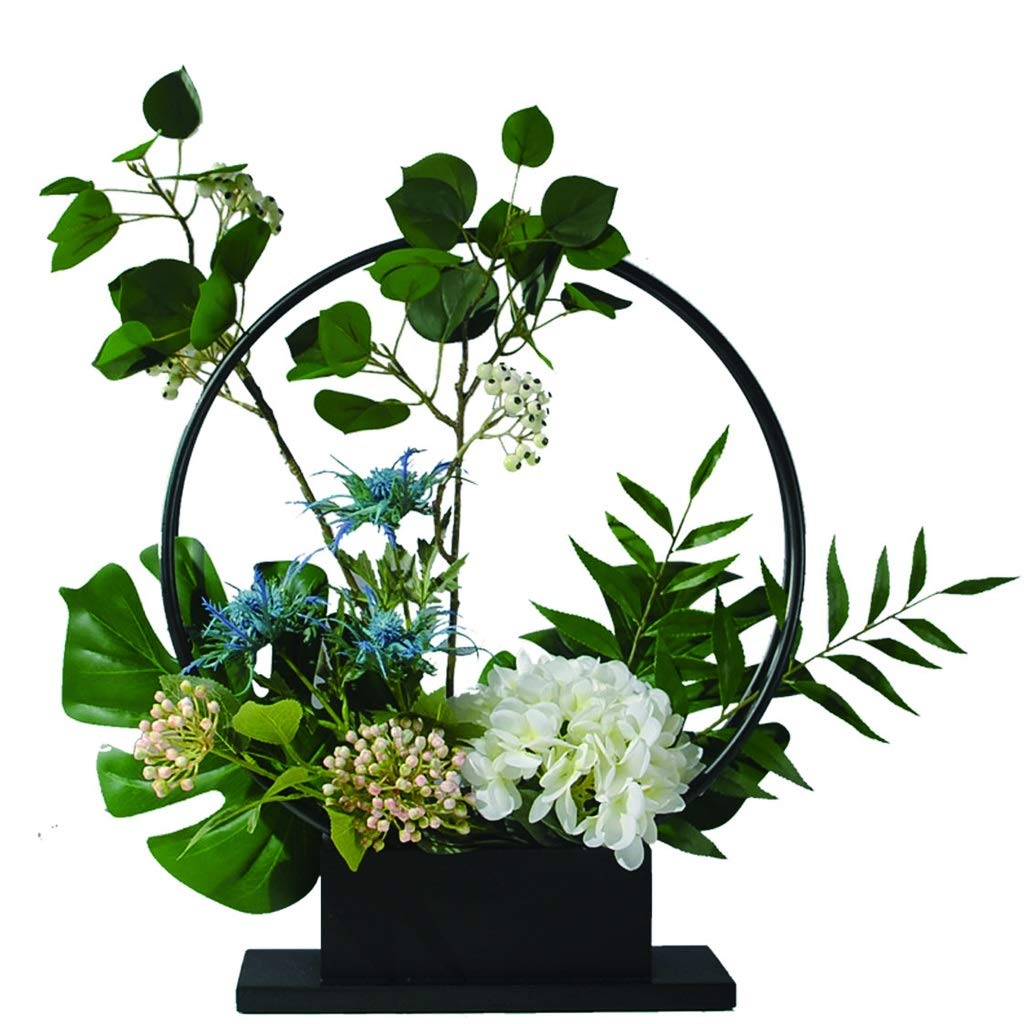 MYUYEE Artificial Flowers Simple And Creative Hydrangea Design Artificial Flower Bonsai For Living Room Hotel Bedroom Display, Iron Frame Artificial Flower Bonsai Flowers Arrang