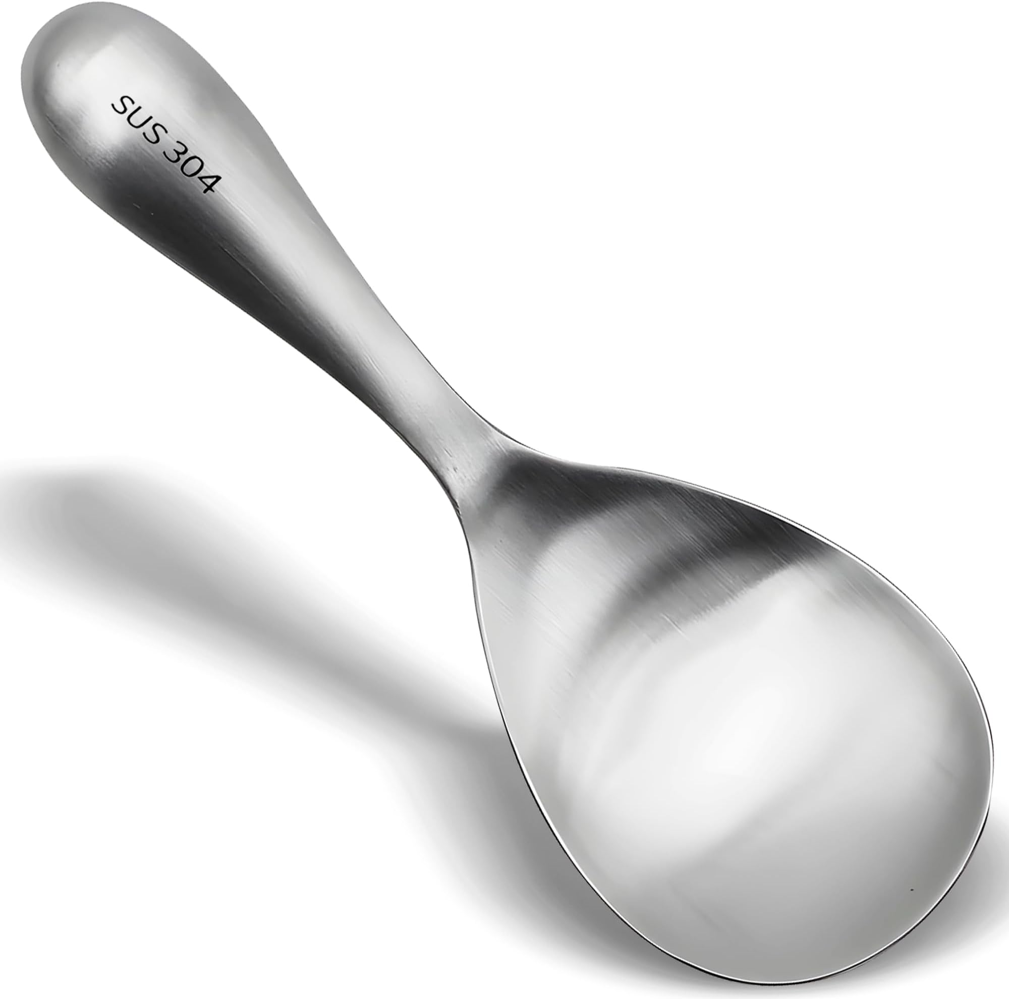 Comicfs Thickened Rice Spoon Rice Cooking Spoon Rice Paddle Spoons, Non Stick 304 Stainless Steel Rice Serving Spoons Kitchen Rice Scooper Rice Spatula Potato Masher Soup Scoop (1Pc, Matte)