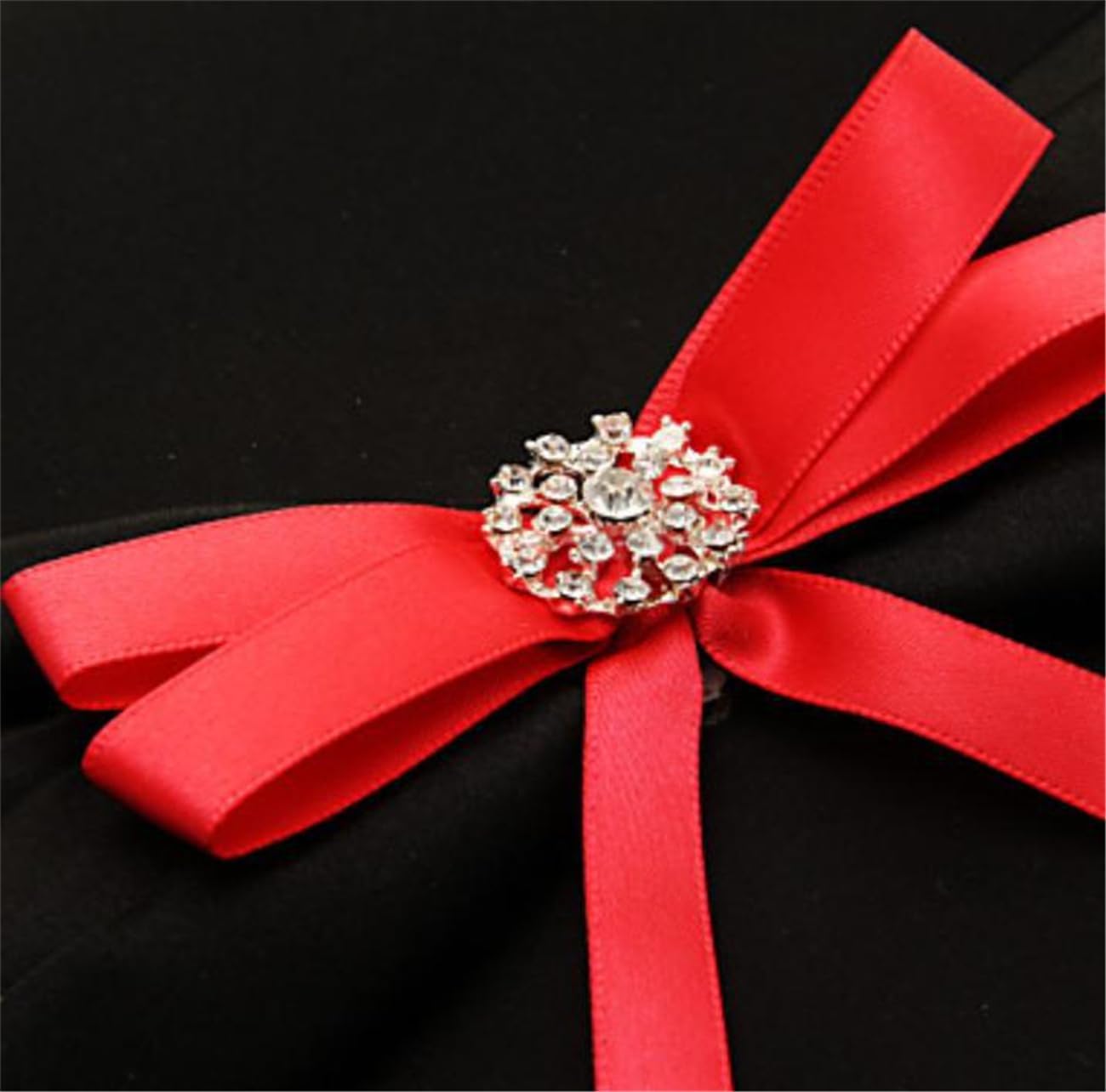 2 PCS Bridal Black Style Rhinestone Decor Flower Basket Wedding Ring Bearer Baske Red Bowknot Basket for Party Halloween Home Decor