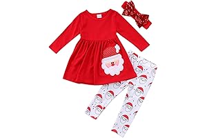 Trendy Toddler Girls Christmas Outfits Santa Claus Print with Long Sleeve Top