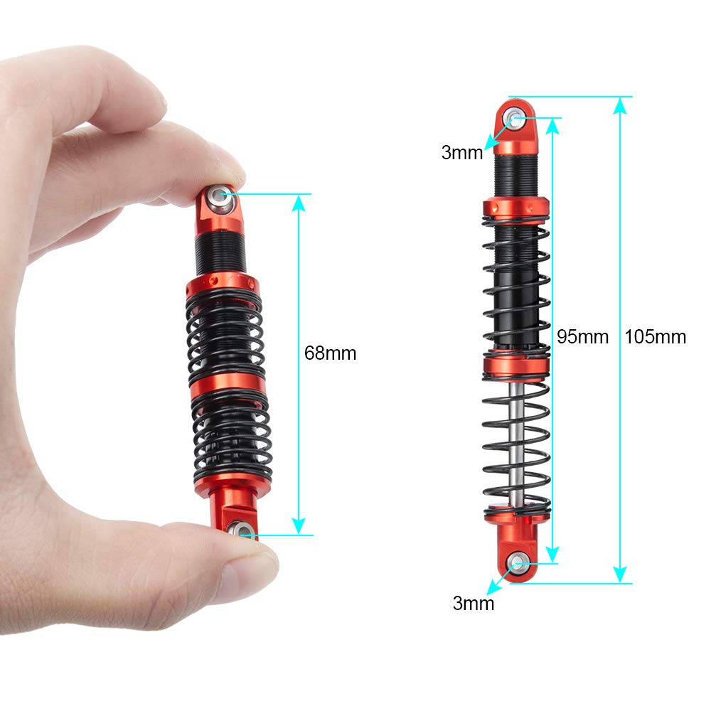 Regulowany olejem metalowy amortyzator 75/85/95/105/115/125mm 1/10 części do zdalnie sterowanego samochodu ciężarówka Crawler Axial SCX10 TRX4 D90 Zdalny amortyzator samochodowy(95mm 4pcs)