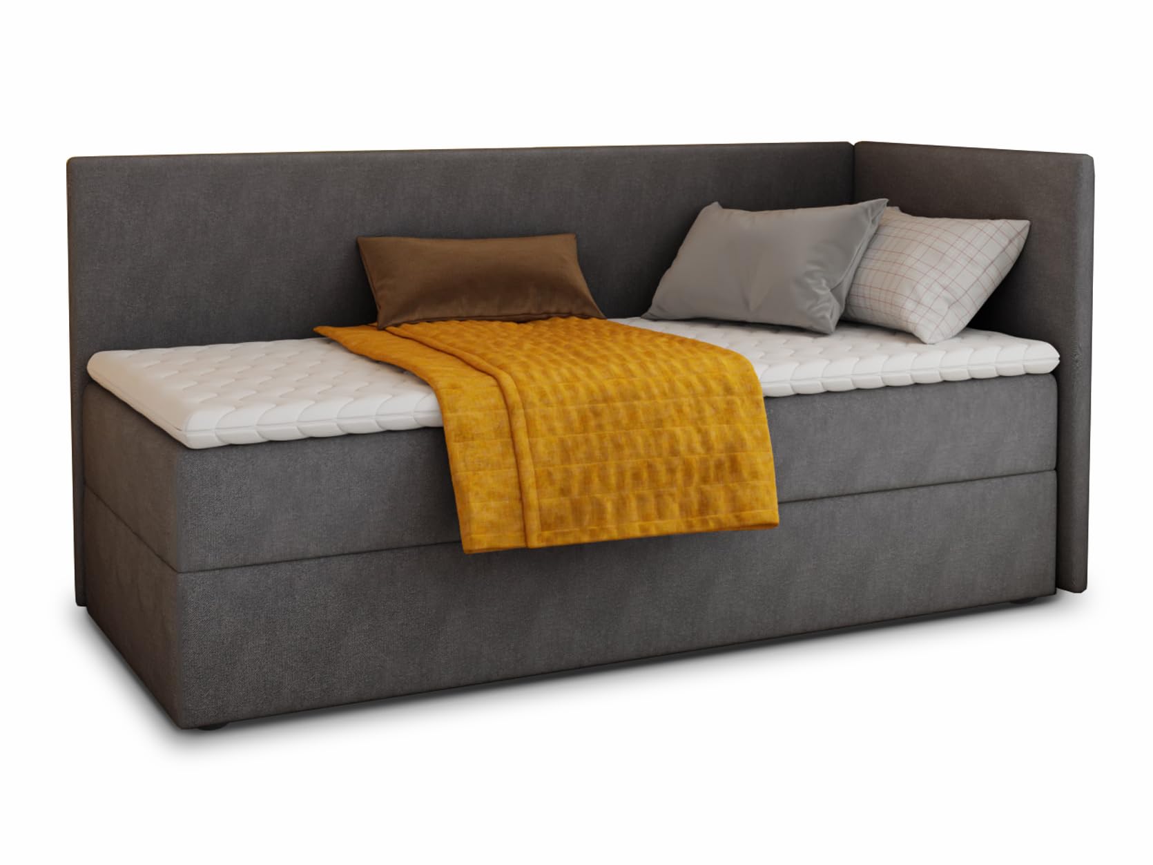 Flame Boxspringbett mit Bettkasten Boxspringbett – Graphit Kronos 22, 80 x 200 cm