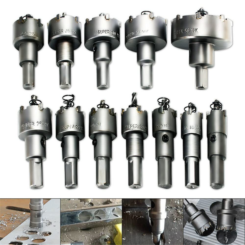 VIDOO 12szt 15mm-50mm Otwornice do Metalu i Drewna Zestaw Wierteł Stopowych
