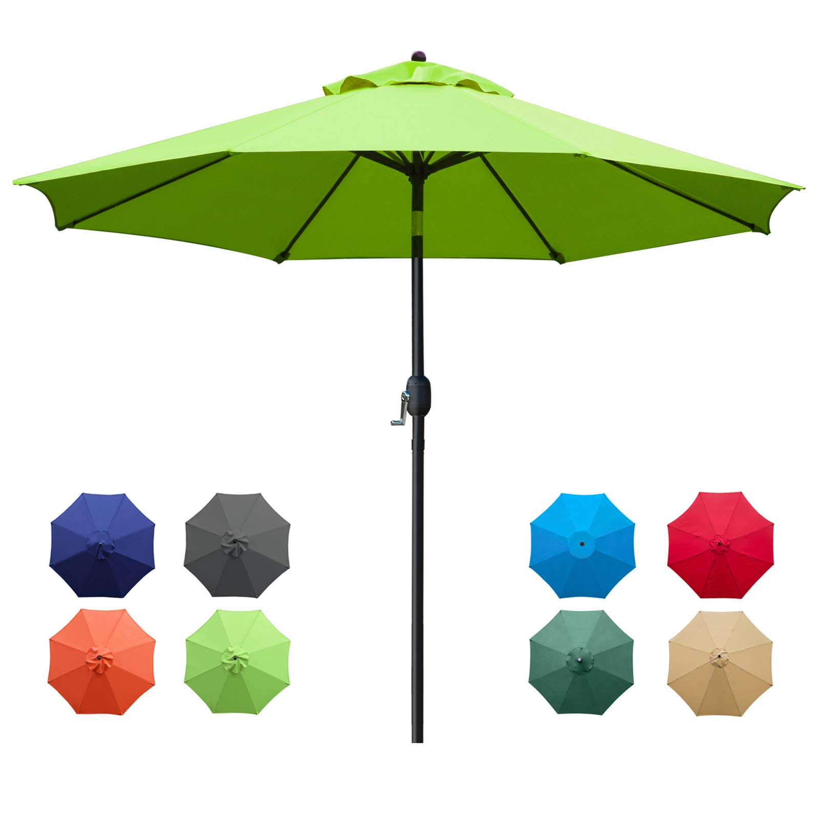 Sunnyglade Parasol tarasowy, na zewnątrz, parasol stołowy z 8 solidnymi żebrami (trawa zielona)