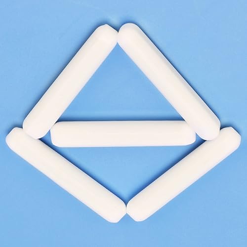 Miniatura 10 de Juego de 5 barras de agitación, 0.787 in, recubiertas de PTFE, mezclador de laboratorio blanco para agitadores, paquete de 5