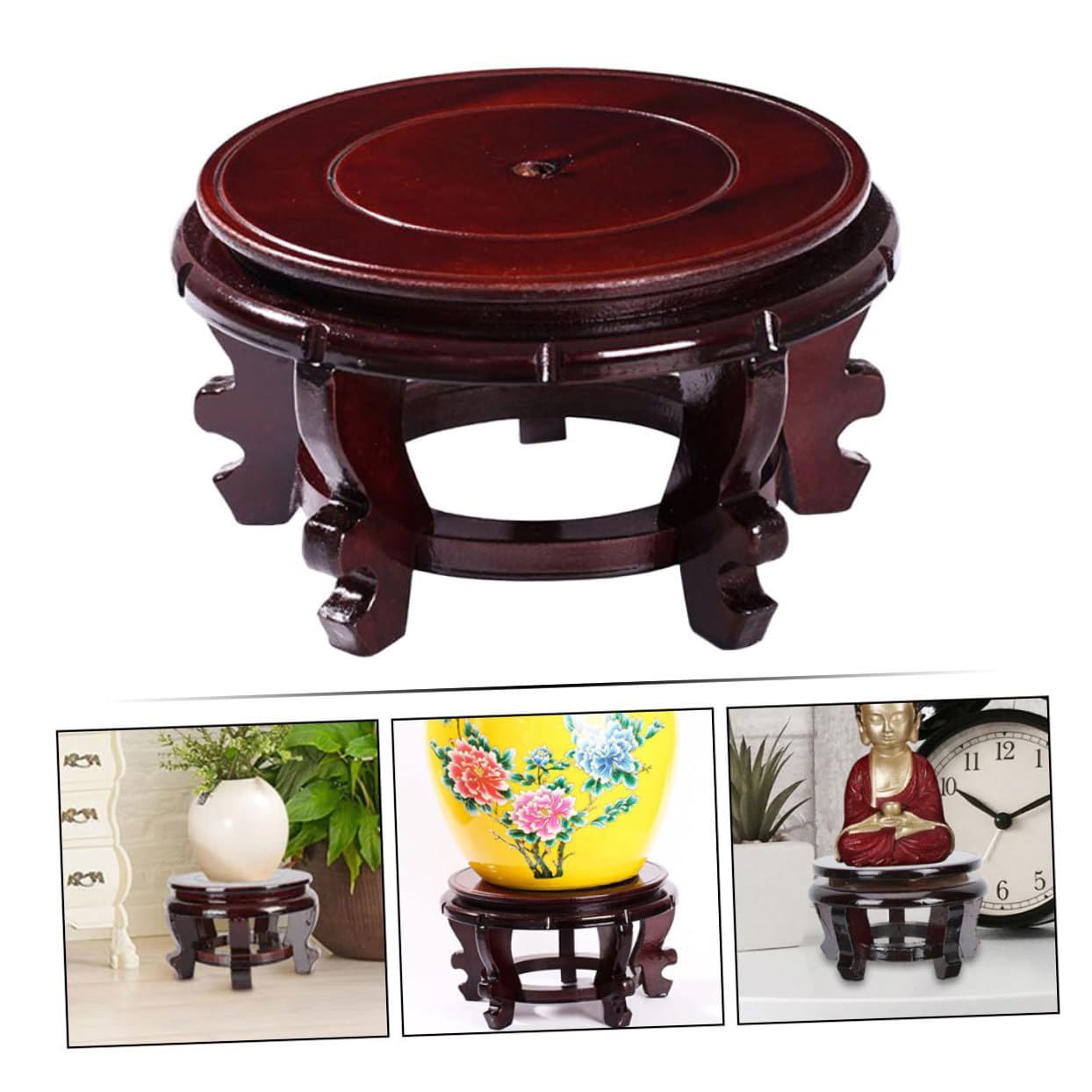 Yardwe Soporte Base Puntos para de Maciza Apoyo Madera de Macetas o y Estables , Redonda Adecuado para Plantas Sala Entrada