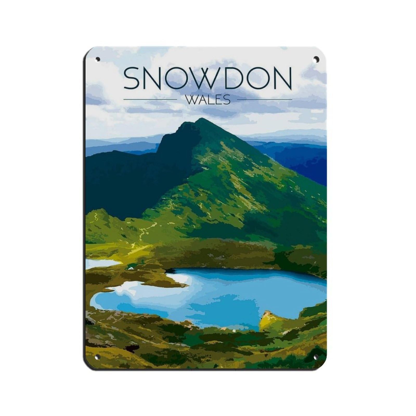 Lxwnze 30L X 40W Cm Mount Snowdon Poster,Wales Travel Tin Sign Vintage Metal Pub Club Cafe Bar Home Wall Art Decoration Poster Retro 12X16inch(30X40cm)