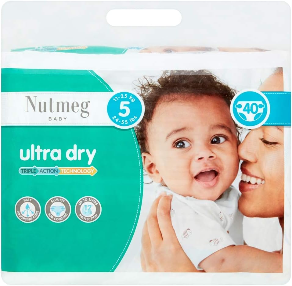 Nutmeg Baby Ultra Dry Size 5 11-25kg (40 Nappies)