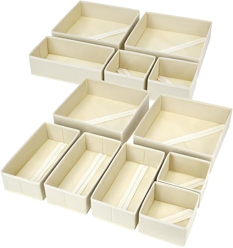 Miniatura 18 de DIMJ Contenedores organizadores de cajones de armario para bebé, paquete de 10, beige Beige,Negro,Gris