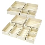 DIMJ Drawer Organizer Clothes, 12 Pack Dresser Organizer, Foldable Closet Organizers and Storage, Fabric Dresser Bins, Drawer Dividers for Nursery, Baby Clothes, Underwears, Sock (Beige) Beige 12 Pack