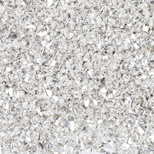 Crushed Glass for Crafts Silve Irregular Glitter Transparent Gravel Gem Stones for Resin Art Broken Glass Pieces for Crafts Resin Accessories