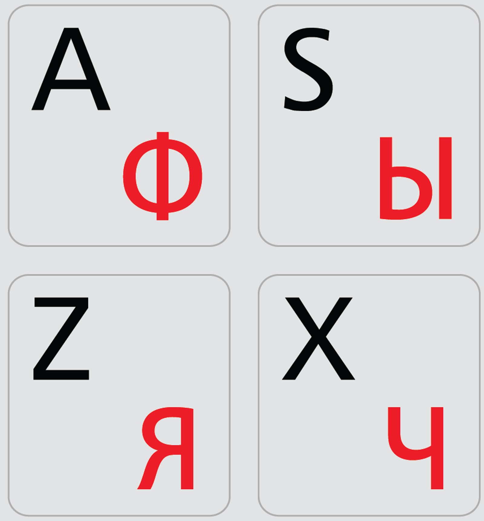 Online-Welcome Russian English US Keyboard Sticker Grey
