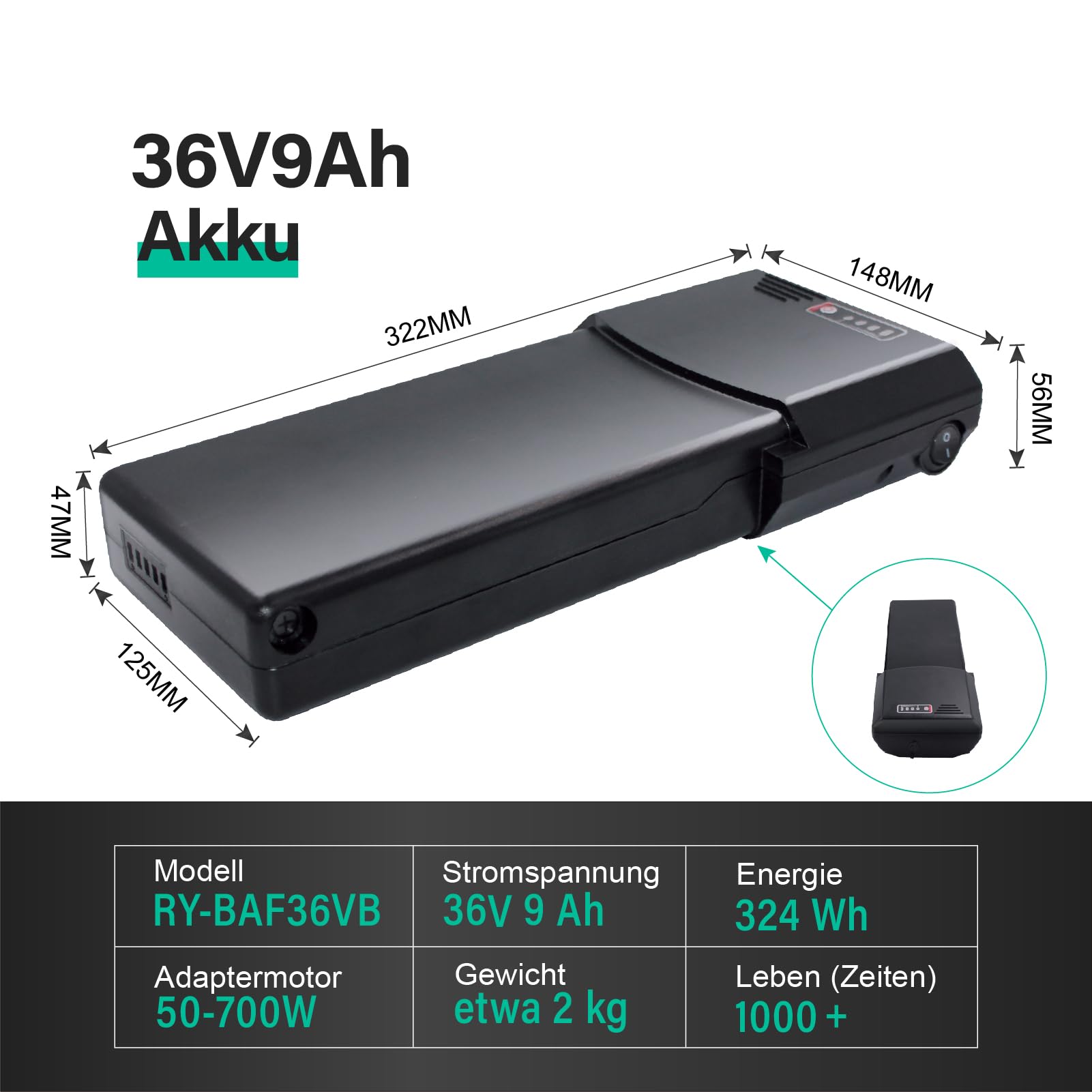 ansmann e bike pedelec akku 9000mah 36V 9Ah E-Bike Li-ion Batterie für MiFa, Zündapp, Gepäckträgerbatterie Sonstiges Size:S2 Fahrradanhänger für Kinder: Der Kettenschloss Fahrrad