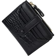 Purses for Women, Bifold Front Pocket Leather Wallet with Zipper Coin Pocket, Small Ladies Wallets Purse with 8 Card Slots and ID Window
