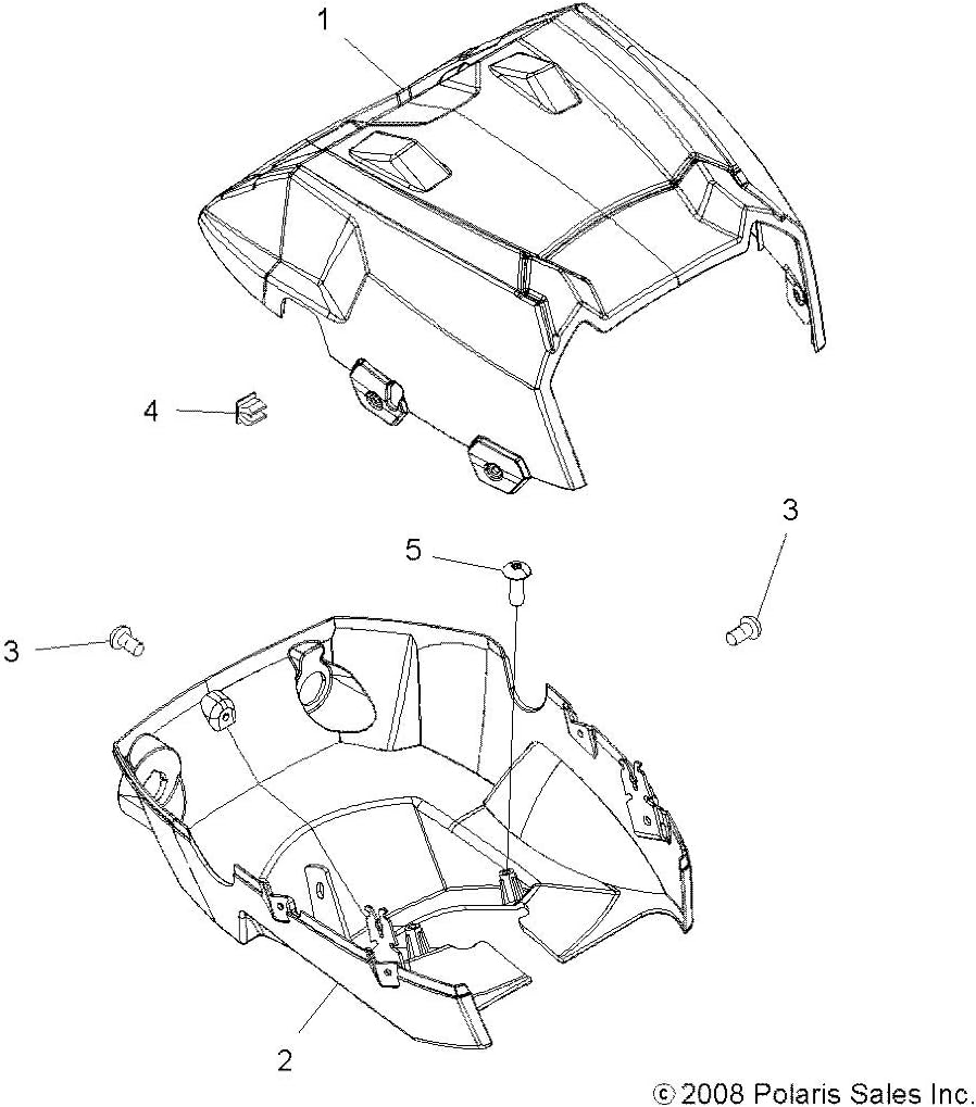 Polaris ATV Headlight Pod, Lower, Gloss Black, Genuine OEM Part 5435812-070, Qty 1