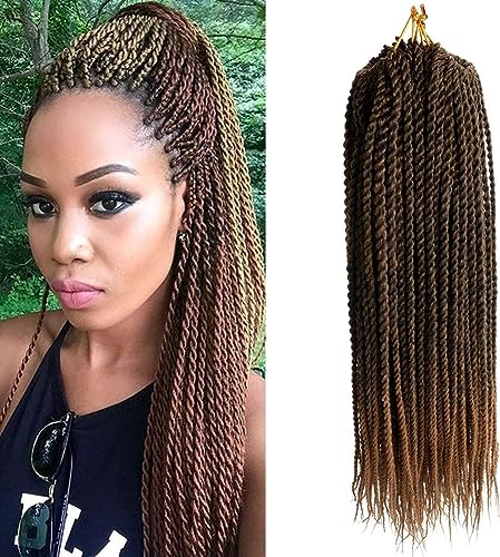 (6 Packs, 45.7cm) Crochet Braids Hair senegalesas Extensiones de Cabello Trenzado Sintético 2X Trenzas de Torcedura Fibra de alta Temperatura 30Stands / Pack (T27#)