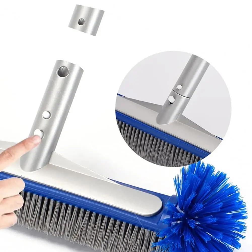 Kit d'entretien aspirateur Piscine Tête de Brosse de Piscine de 18 Pouces avec Brosse de Nettoyage d'angle Brosse à récurer pour Carreaux de Piscine à Poils Semi-sphériques